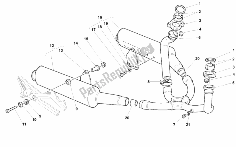 Tutte le parti per il Impianto Di Scarico del Ducati Monster 600 Dark City 1999